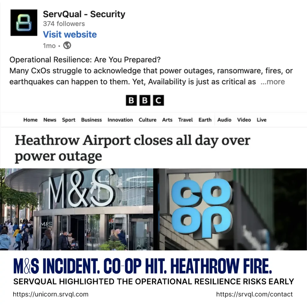 ServQual Insights on M&S, Co-op & Heathrow Cyber Incidents: Strategies to Strengthen Operational Resilience