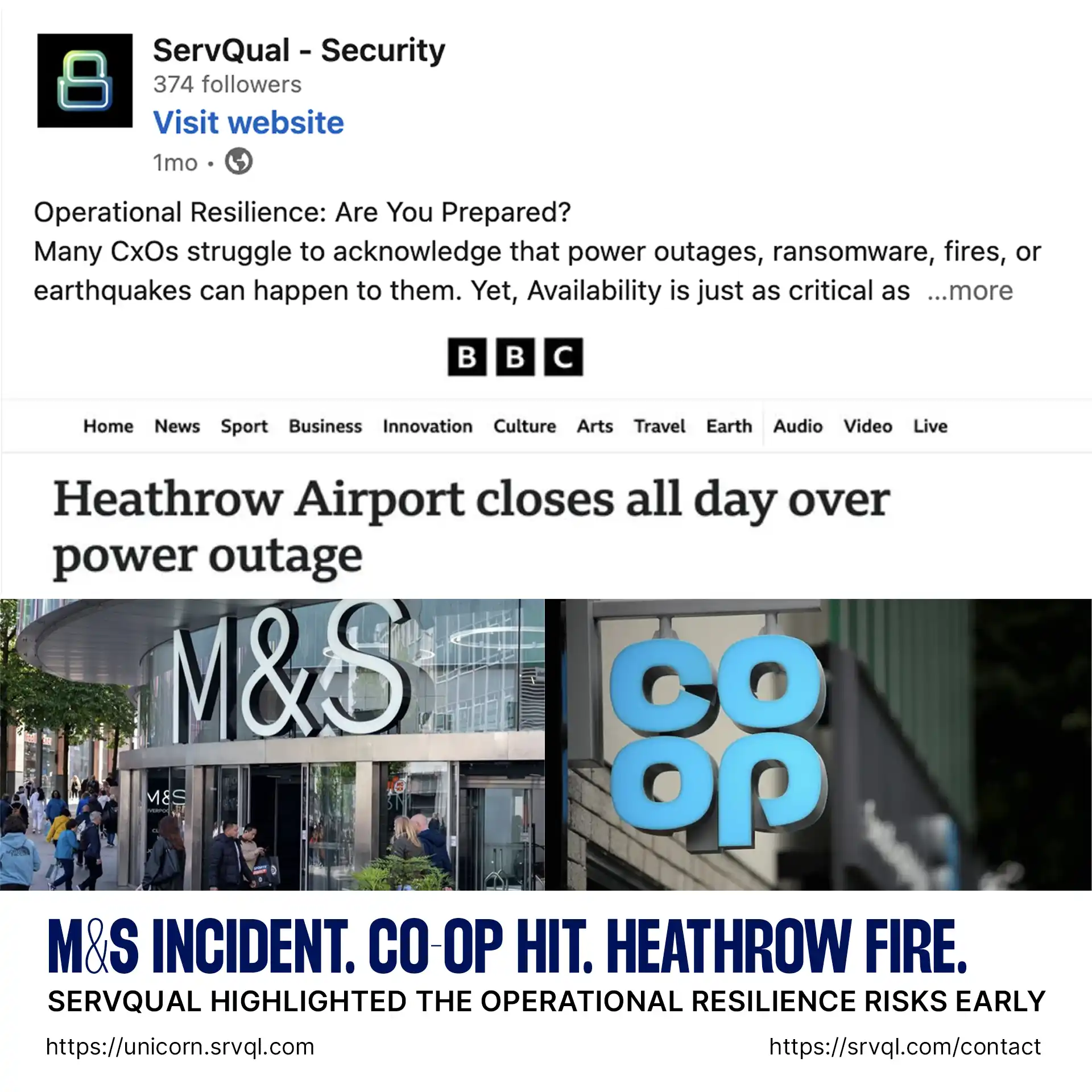 ServQual Insights on M&S, Co-op & Heathrow Cyber Incidents: Strategies to Strengthen Operational Resilience